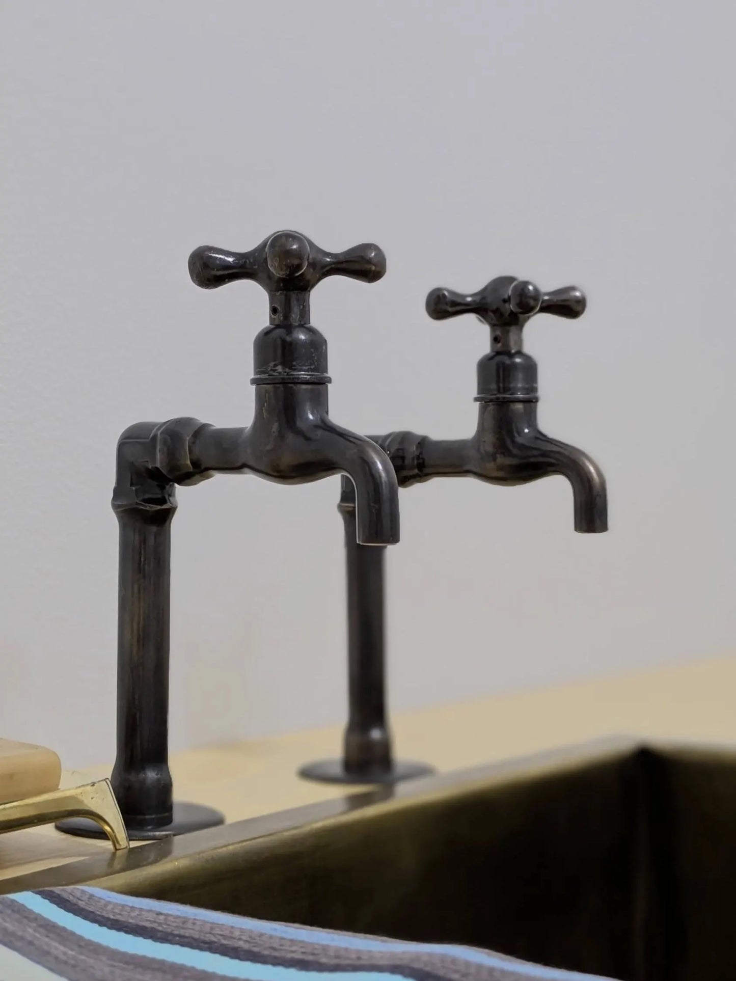 Handmade Brass Kitchen Taps: Moroccan Bib Style, Oil-Rubbed Finish