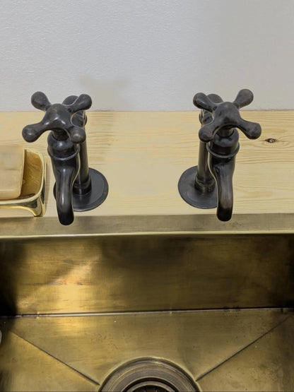 Handmade Brass Kitchen Taps: Moroccan Bib Style, Oil-Rubbed Finish