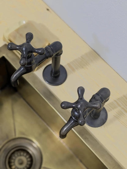 Handmade Brass Kitchen Taps: Moroccan Bib Style, Oil-Rubbed Finish
