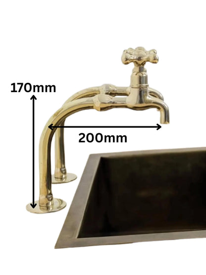 Unlacquered Brass Pillar Taps –  kitchen, Bathroom Brass Faucet Set.