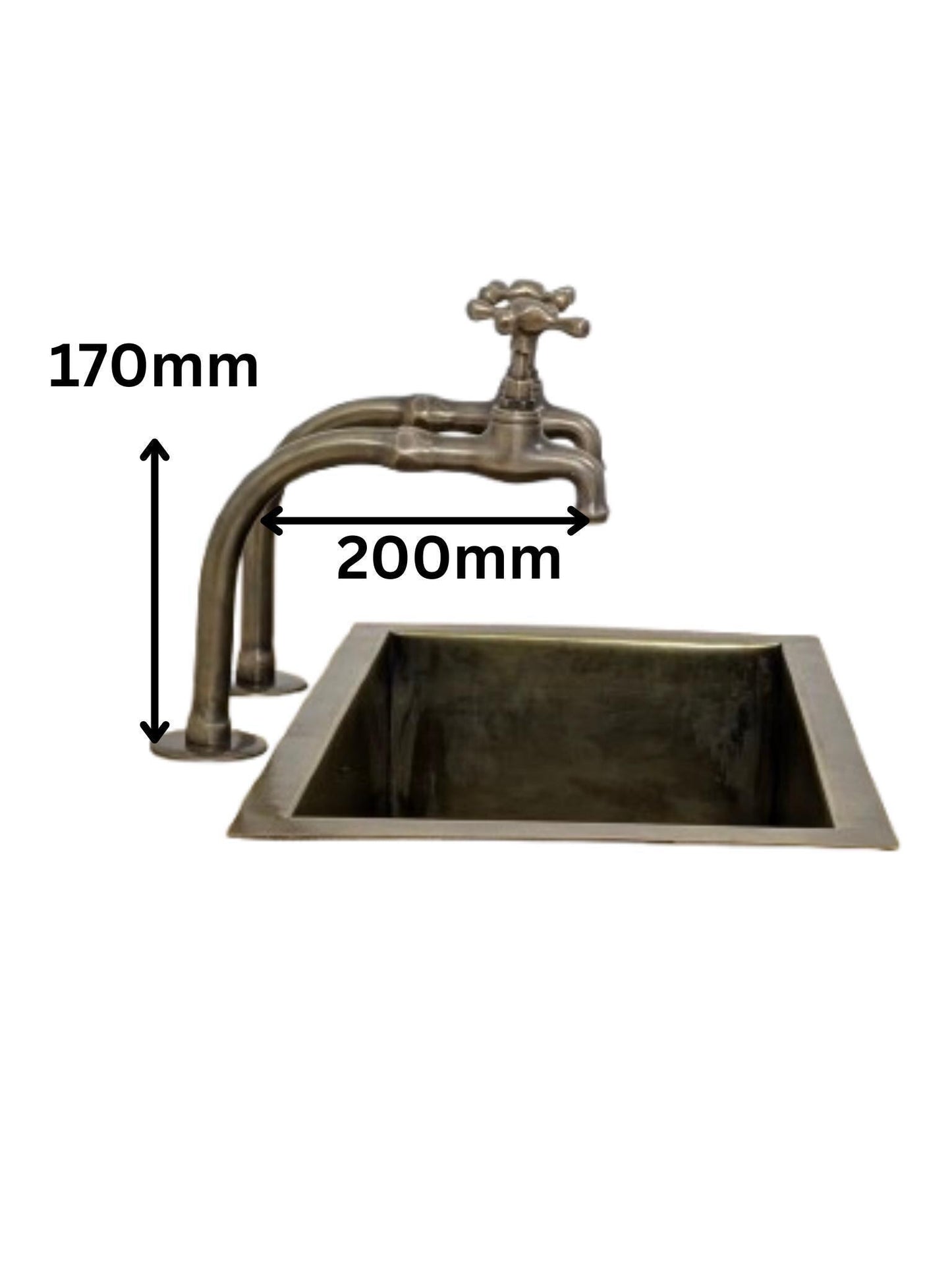 Handmade Brushed Brass Pillar Sink Faucets - French Style 17cm high - Custom size.