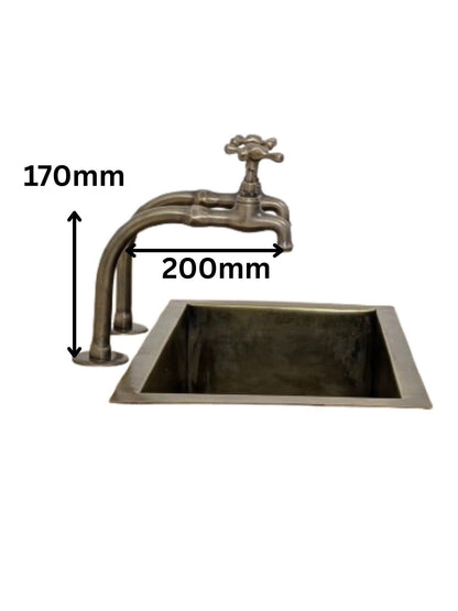 Handmade Brushed Brass Pillar Sink Faucets - French Style 17cm high - Custom size.