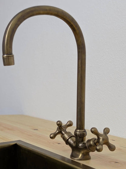 Unlacquered Brass Bathroom Faucet: Single-Hole Brushed Vanity Sink Tap