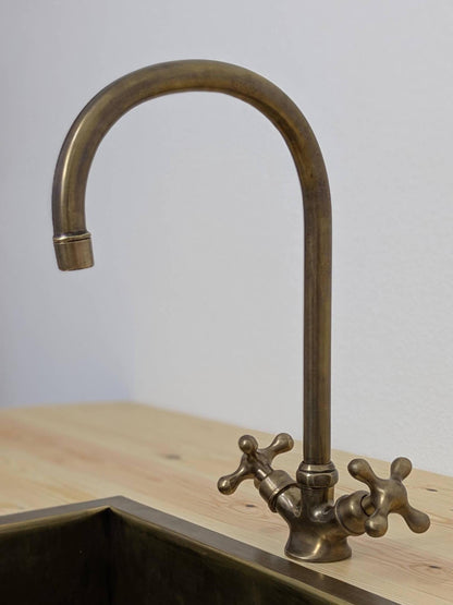 Unlacquered Brass Bathroom Faucet: Single-Hole Brushed Vanity Sink Tap