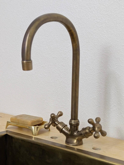 Unlacquered Brass Bathroom Faucet: Single-Hole Brushed Vanity Sink Tap