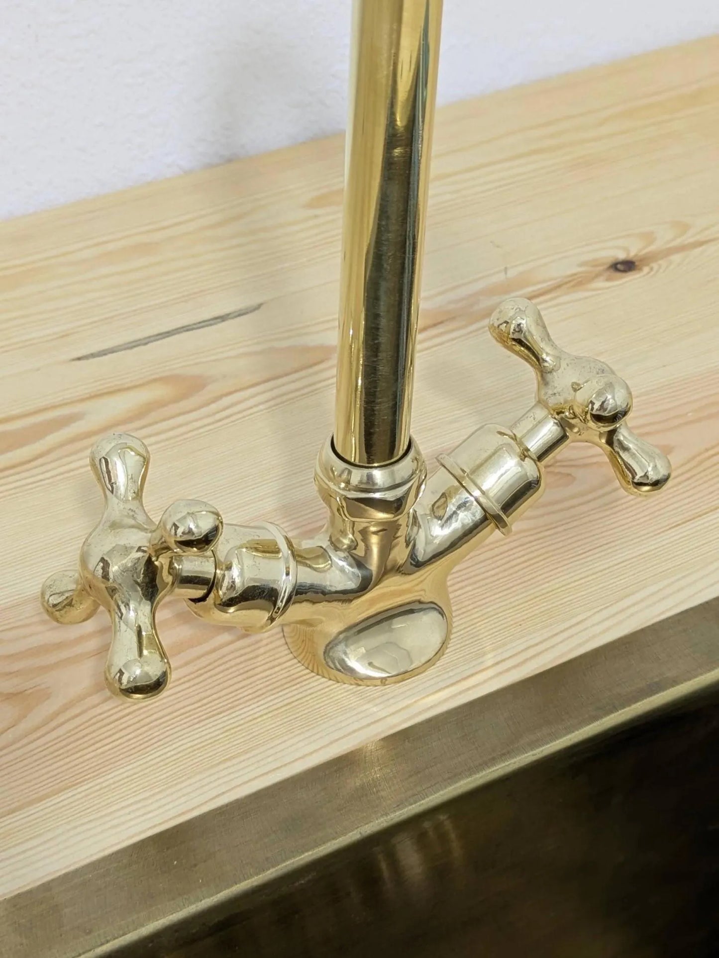 Unlacquered Brass Gooseneck Faucet: Deck Mounted Single Hole Mixer Tap