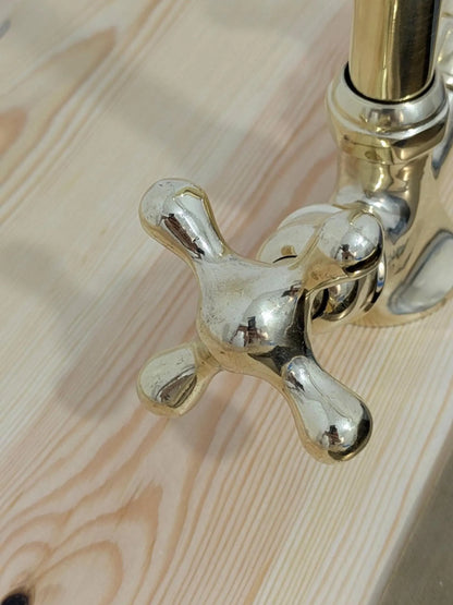 Unlacquered Brass Gooseneck Faucet: Deck Mounted Single Hole Mixer Tap