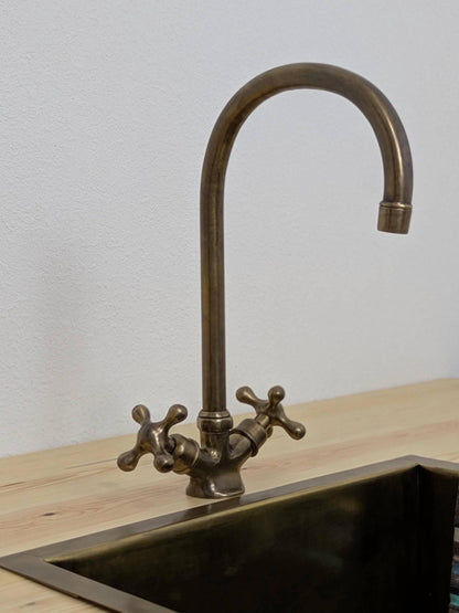 Unlacquered Brass Bathroom Faucet: Single-Hole Brushed Vanity Sink Tap