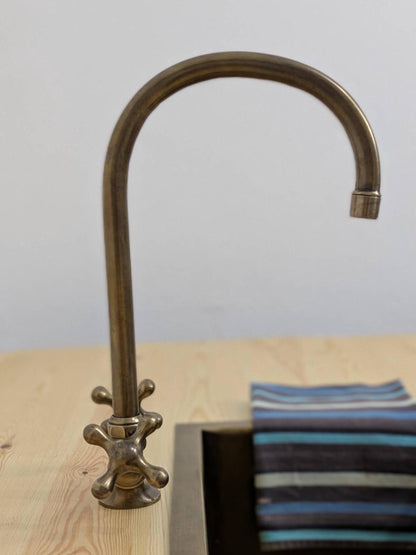 Unlacquered Brass Bathroom Faucet: Single-Hole Brushed Vanity Sink Tap