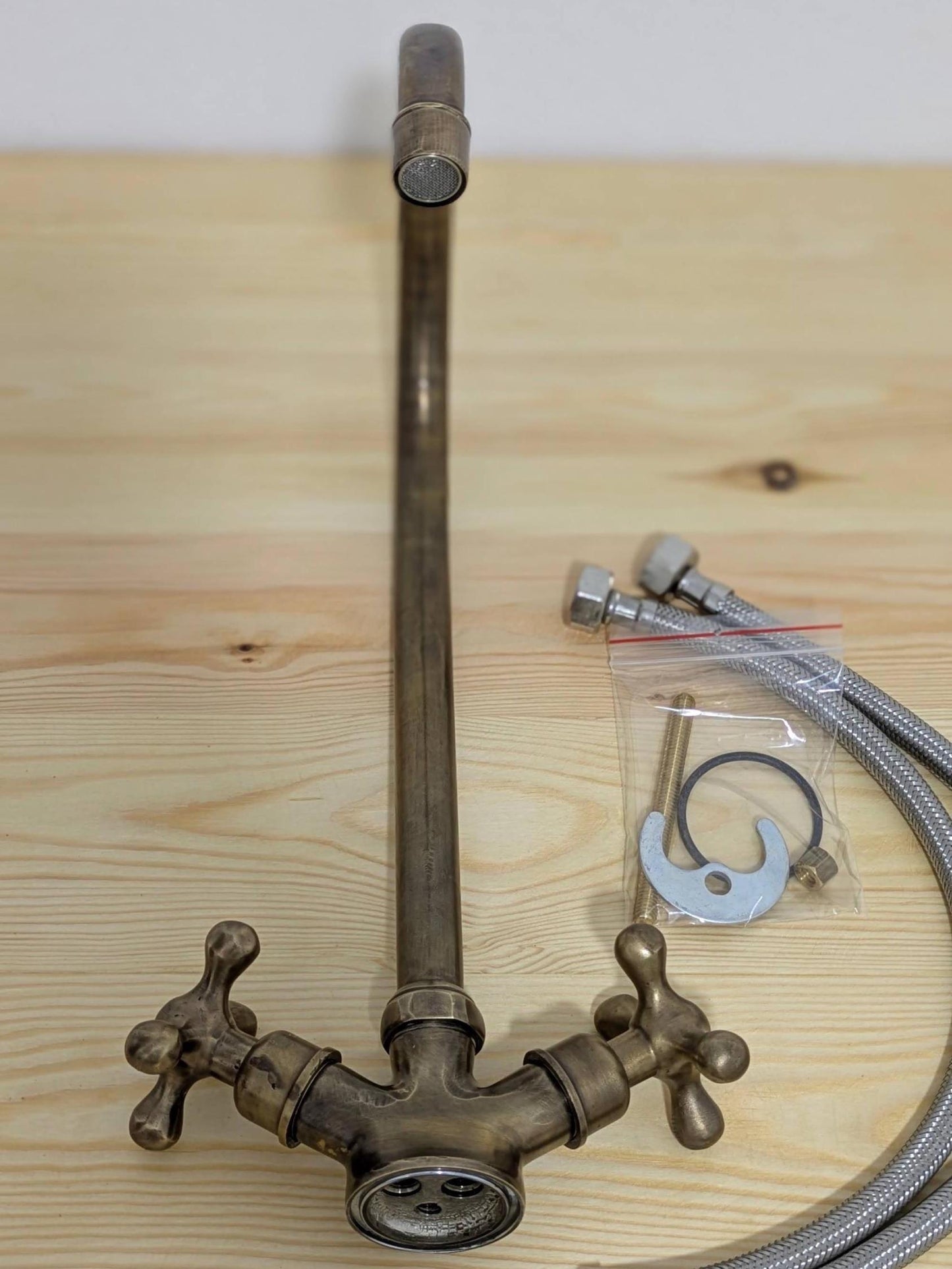 Unlacquered Brass Bathroom Faucet: Single-Hole Brushed Vanity Sink Tap