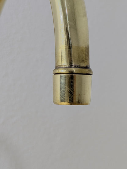 Handmade Unlacquered Brass Bridge Kitchen Faucet: Swivel Spout