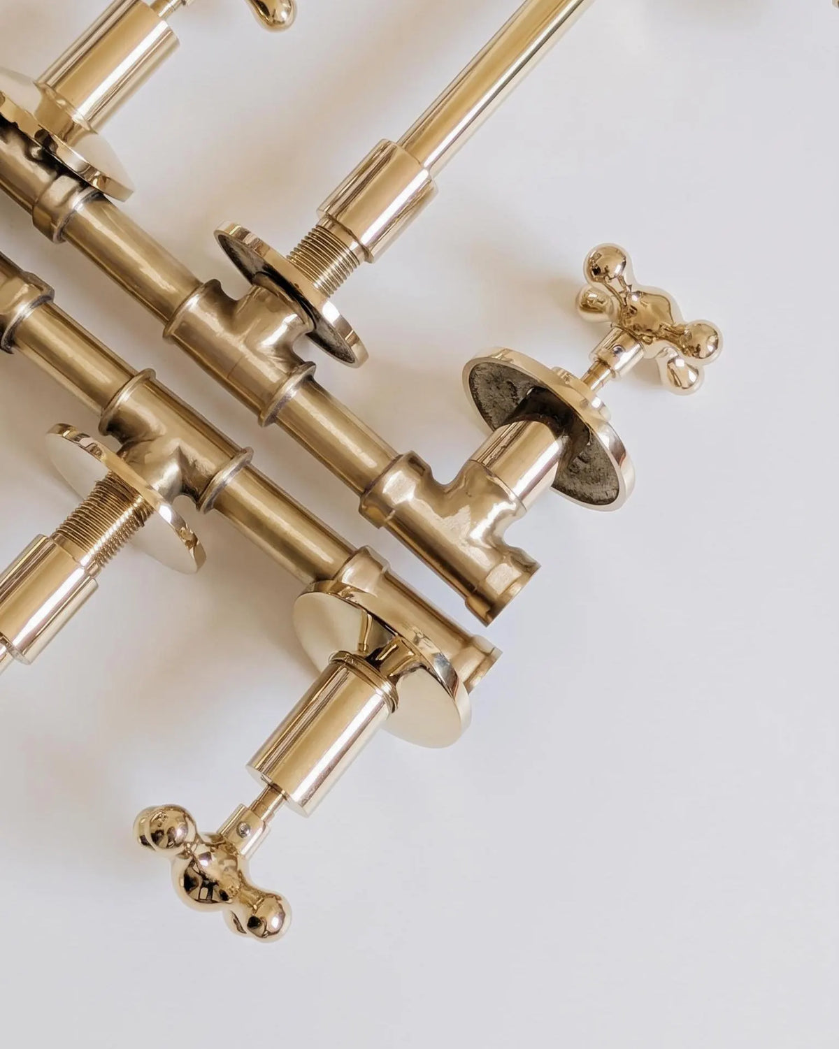 Unlacquered Brass Wall Mounted Bathroom Vessel Sink Faucet With Different Handles option