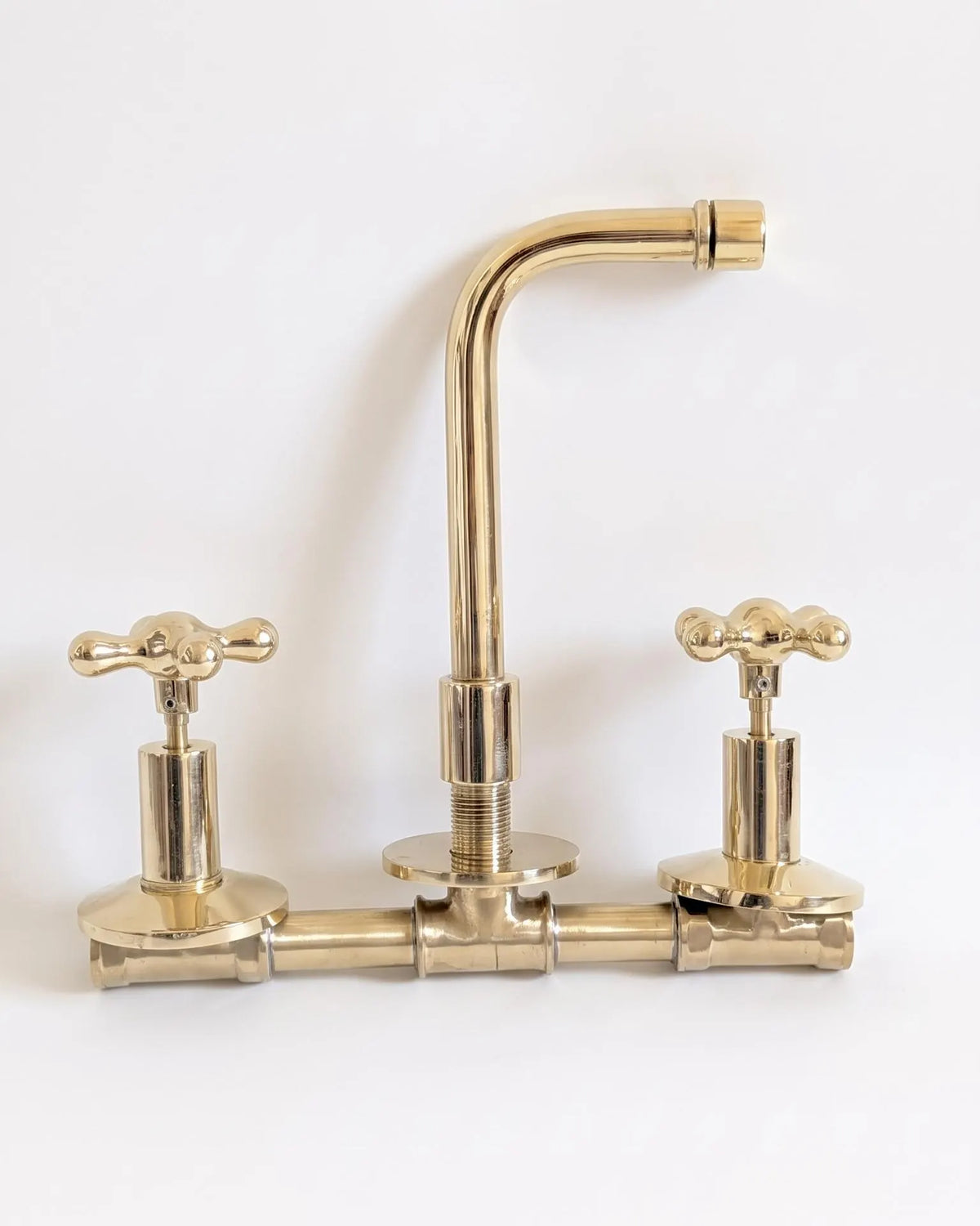 Unlacquered Brass Wall Mounted Bathroom Vessel Sink Faucet With Different Handles option